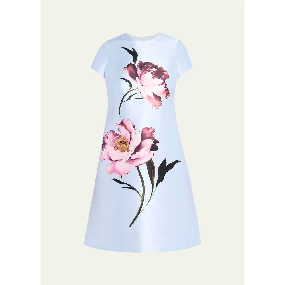 NEW TERI JON floral-print faille dress in blue - Picture 2 of 5